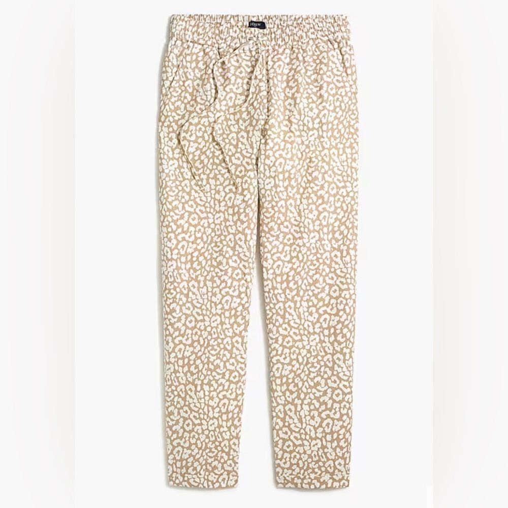 J. Crew Linen-cotton leopard drawstring pant Size 8